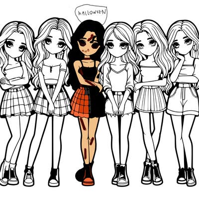 a group of girls realistic