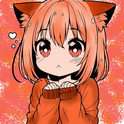 shy anime catgirl