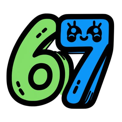 the numbers 67