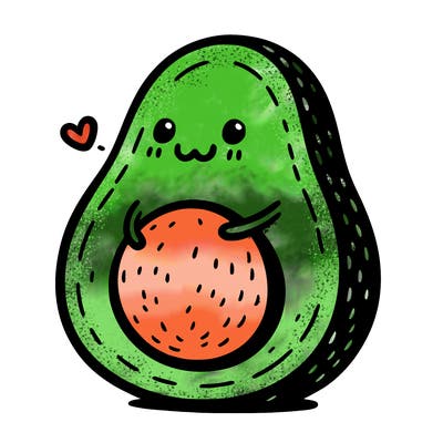 an avocado hugging an avocado