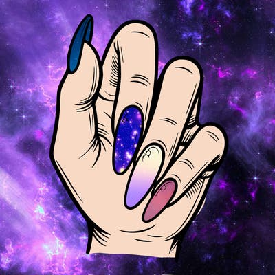 hand with plain acrylic nails