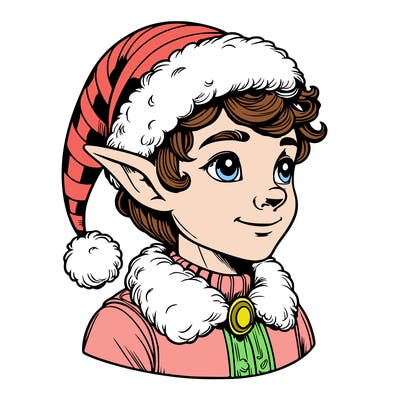 realistic elf with santa hat