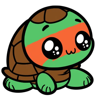 cute little animated turtle