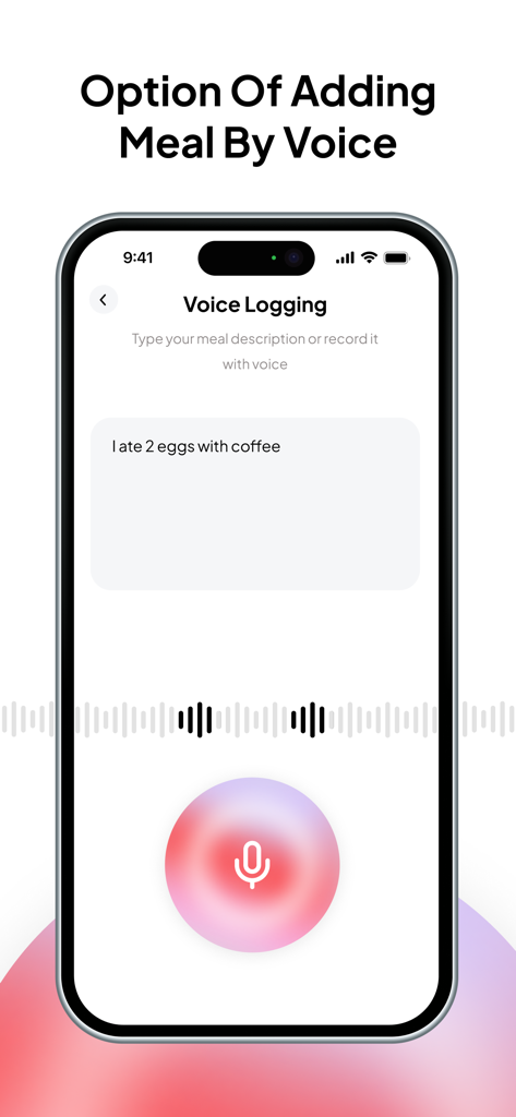Cal AI app voice logging screen showing meal tracking by voice input