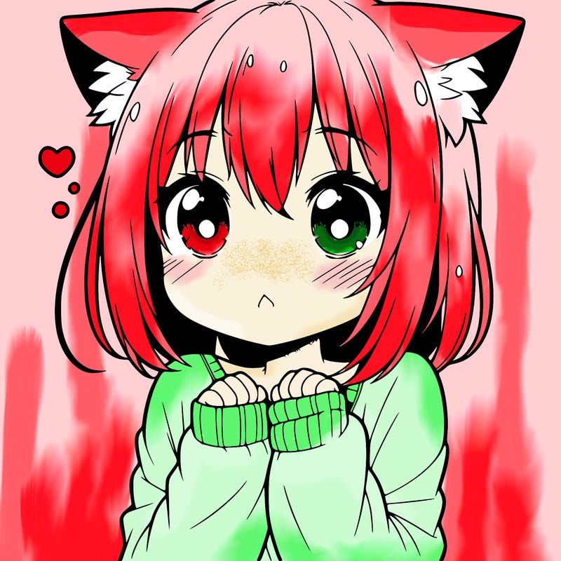 shy anime catgirl