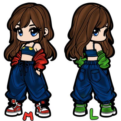 girl in crop top and baggy pants