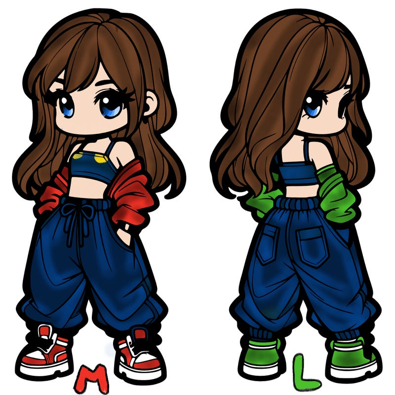 girl in crop top and baggy pants