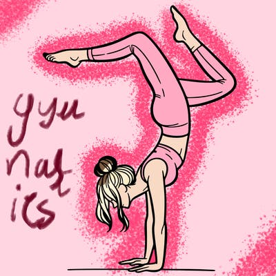 a woman doing a handstand