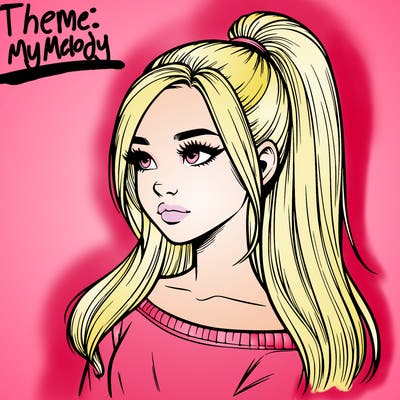 realistic girl with a high ponytail