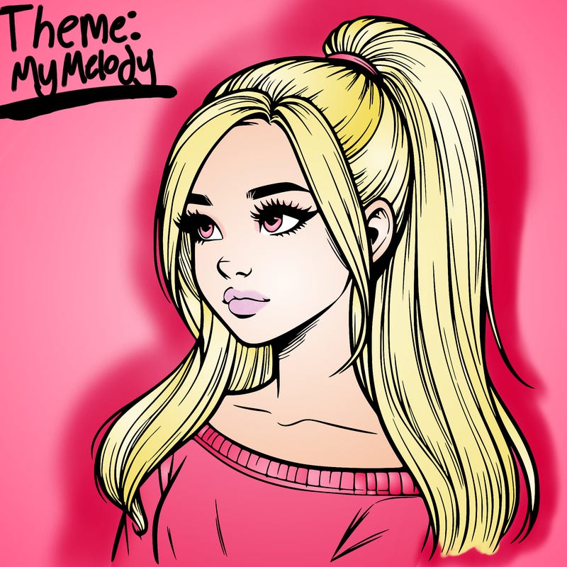 realistic girl with a high ponytail