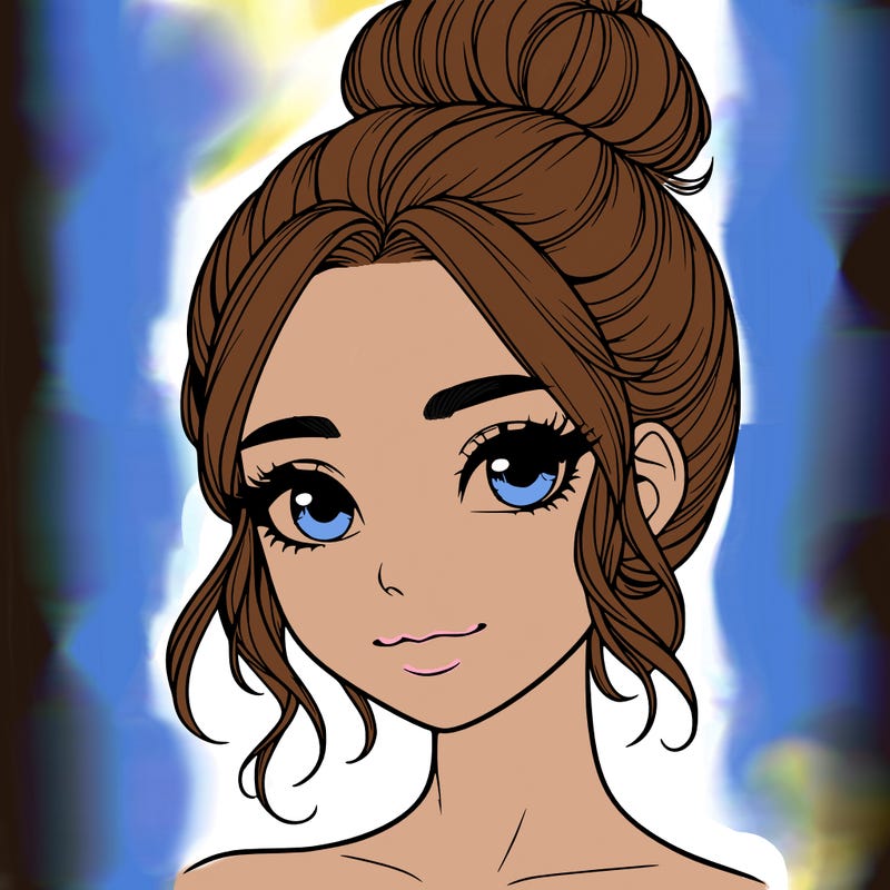 realistic pretty girl with hair in bun