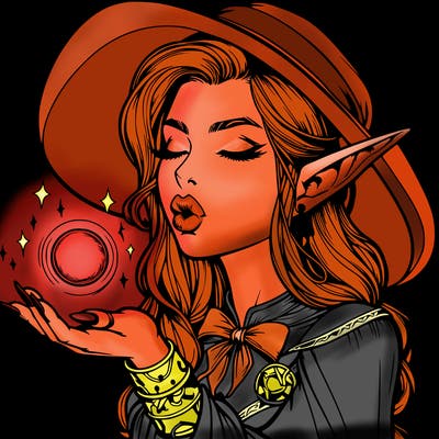 realistic elf casting a spell with lips