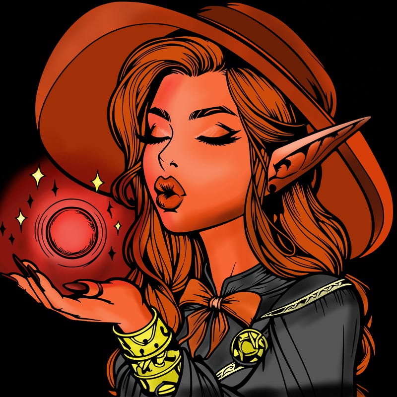 realistic elf casting a spell with lips