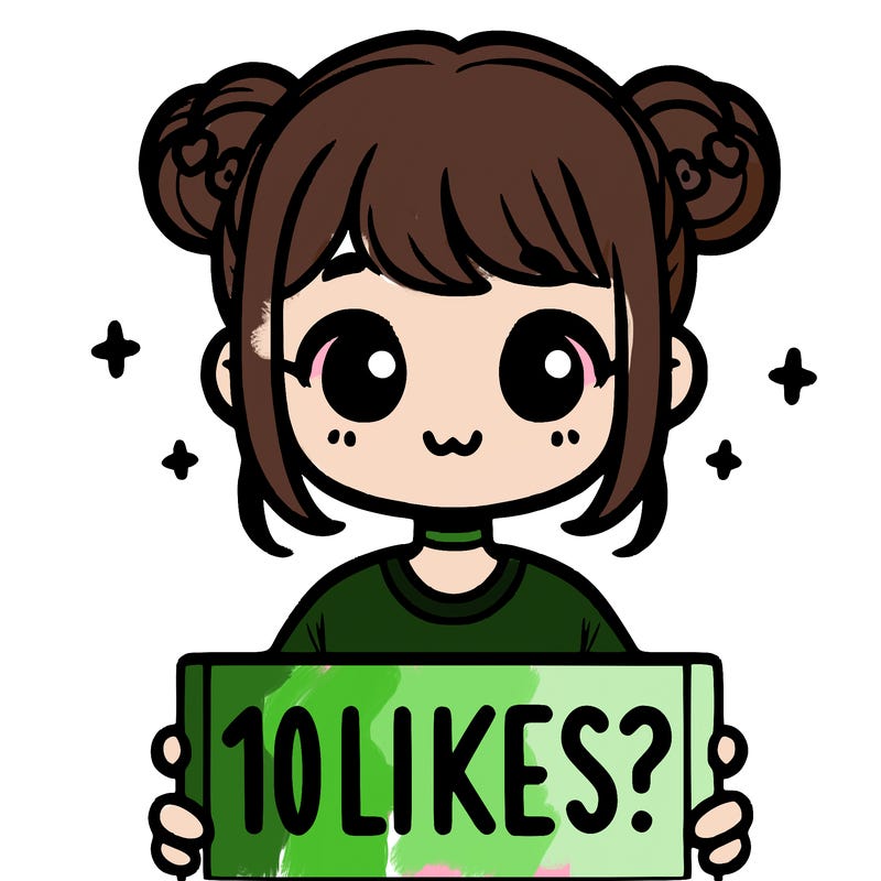 cute girl that is holding a sign that says 10 likes?