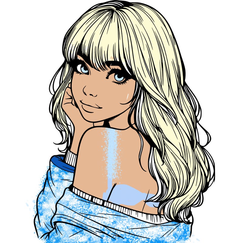 realistic girl with bangs looking over her shoulder