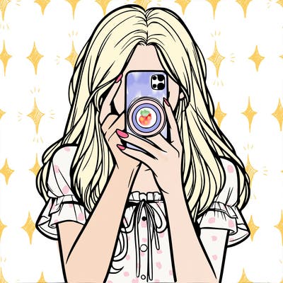 a realistic girl holding her phone taking pictures