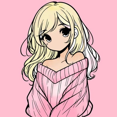 shy pretty girl wearing a sweater that is falling off one shoulder portrait