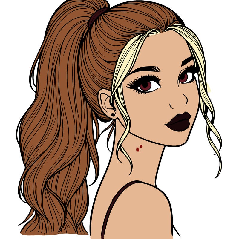 realistic pretty girl with high pony tail