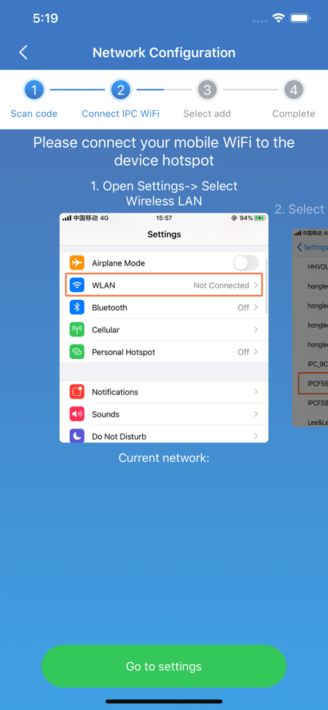 CloudEye 365 - CloudEye 365 network configuration guide for connecting to a camera hotspot