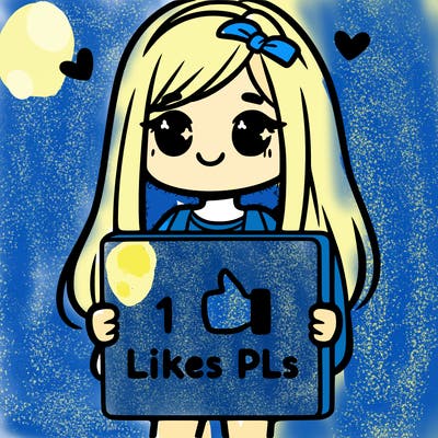 girl holding a sign saying 10 likes pls