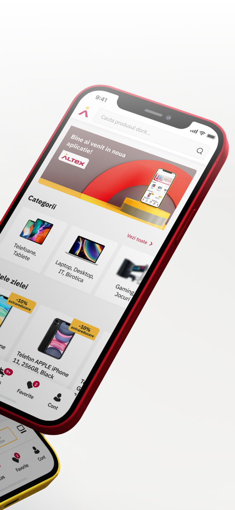 Altex - Altex shopping app homepage displaying product categories and daily electronics deals on a smartphone screen