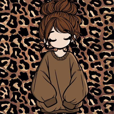 girl with baggy sweatshirt and messy bun