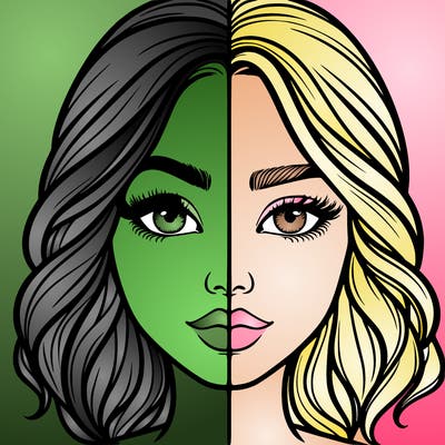 realistic girl split half