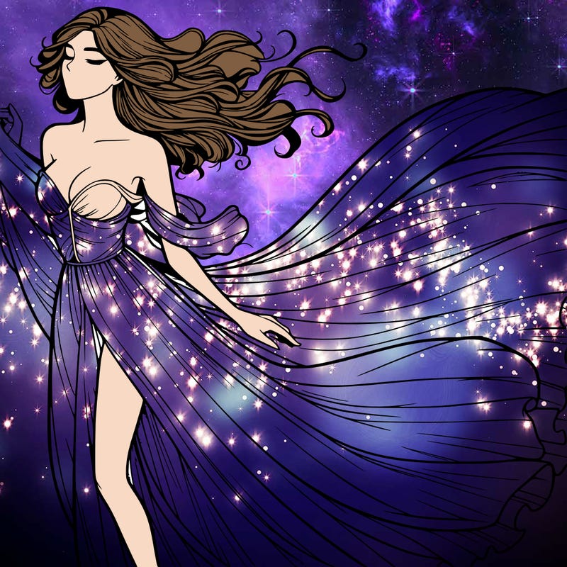 realistic woman in dress flowing the the wind