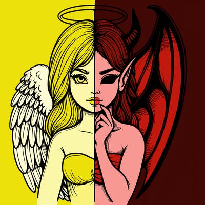 realistic angel half demon