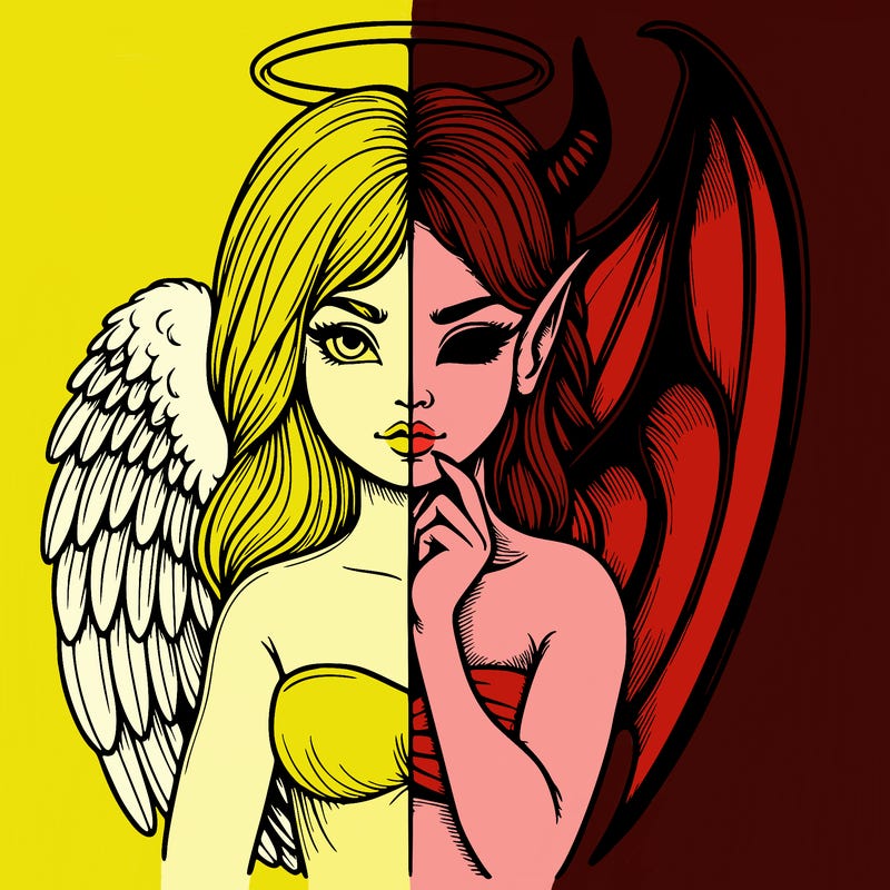 realistic angel half demon