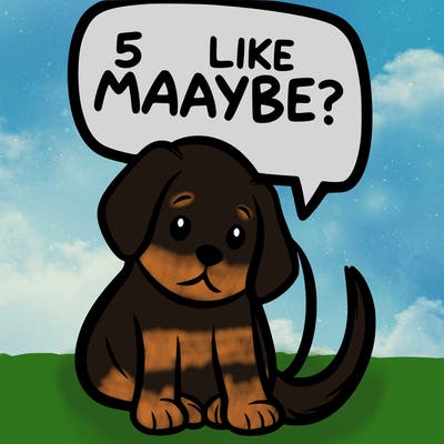 a puppy that says 5 like maybe