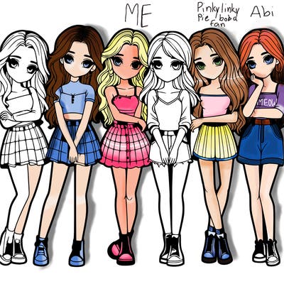 a group of girls realistic