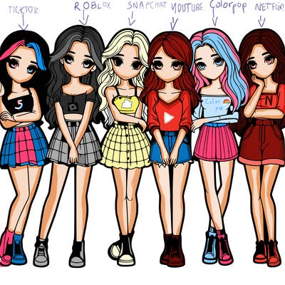 a group of girls realistic