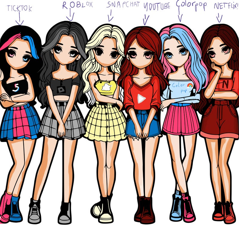 a group of girls realistic