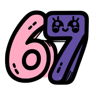 the numbers 67