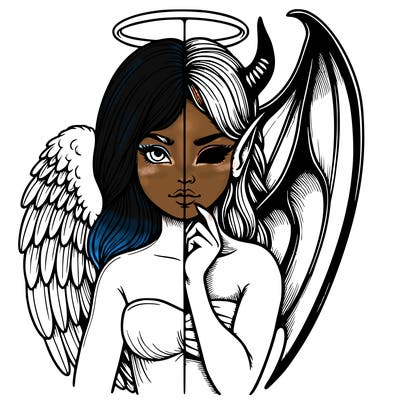 realistic angel half demon