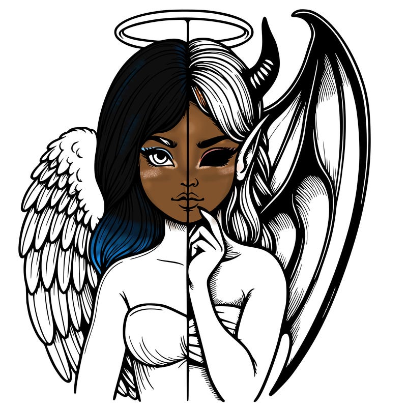 realistic angel half demon