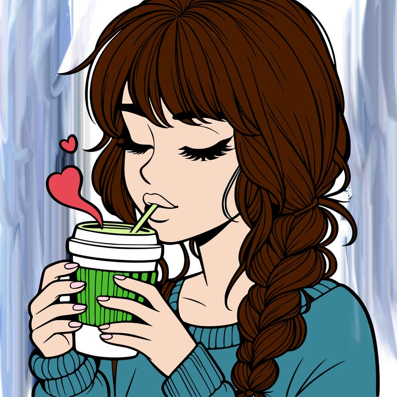 realistic girl drinking coffee