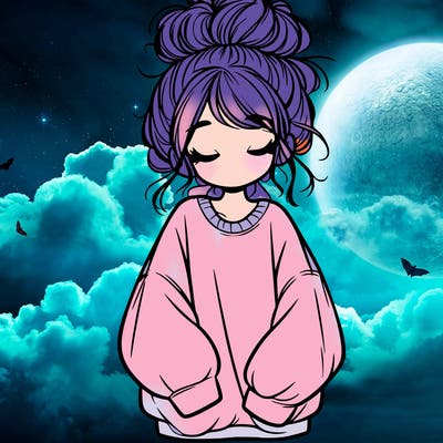 girl with baggy sweatshirt and messy bun