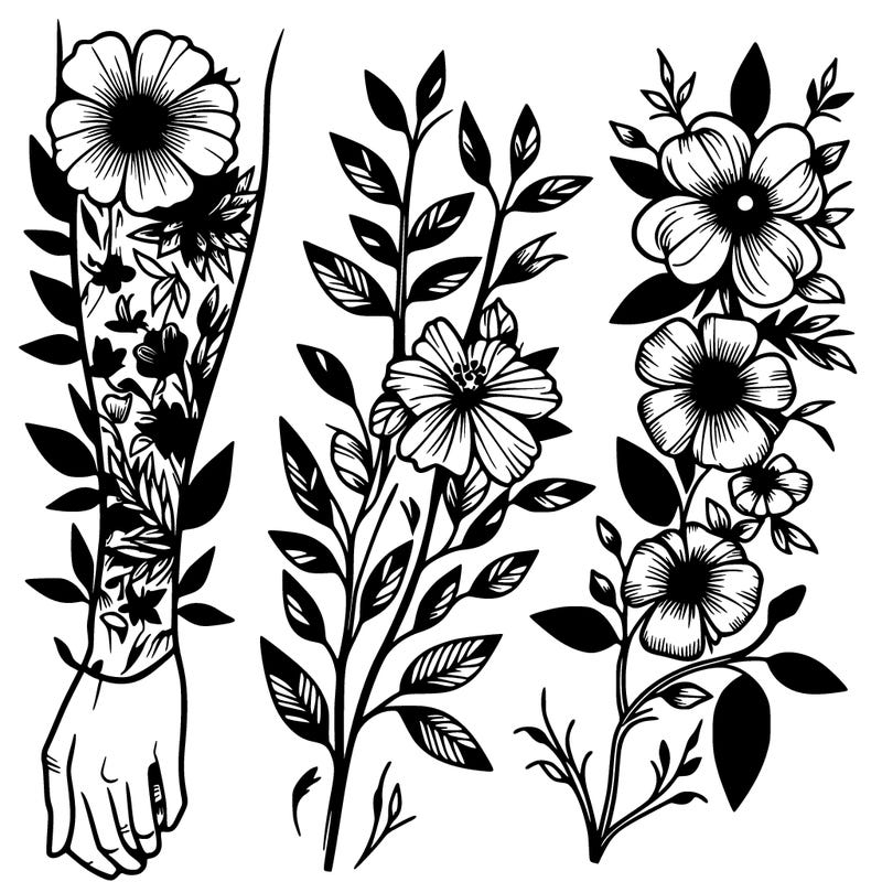 wild flower arm tattoo realistic