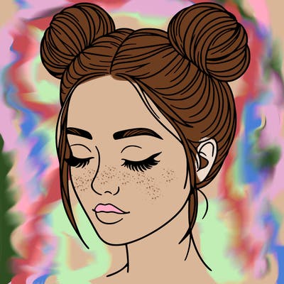 woman with hair buns