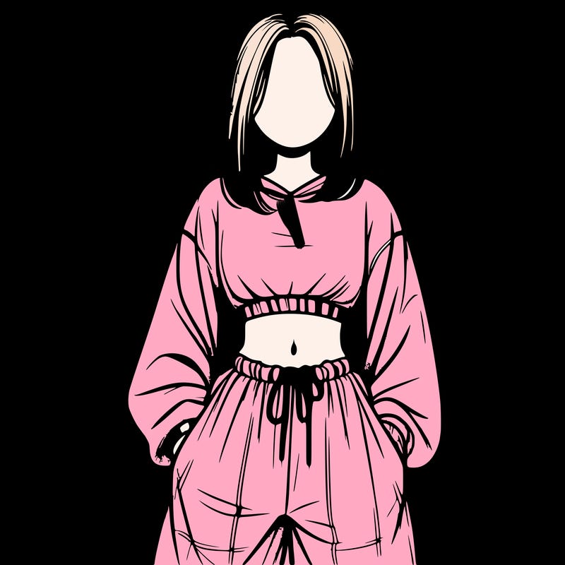 realistic girl faceless with baggy pants and a crop top