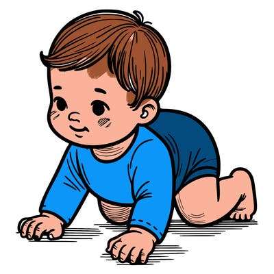 newborn baby crawling