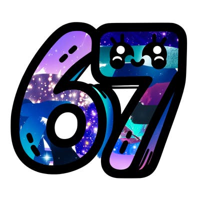 the numbers 67