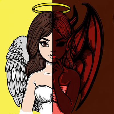 realistic angel half demon