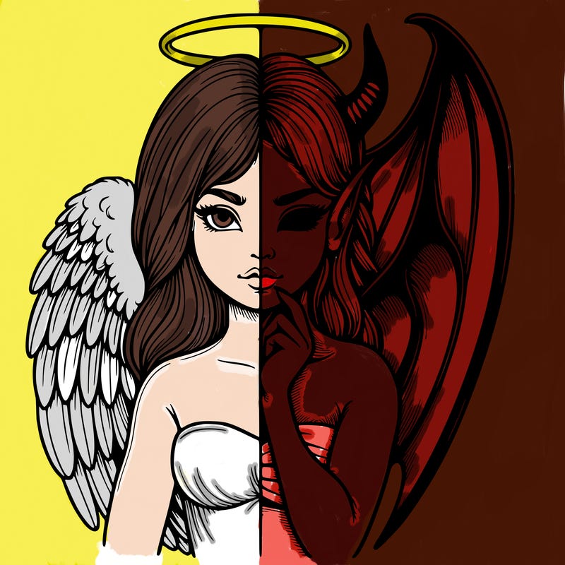 realistic angel half demon