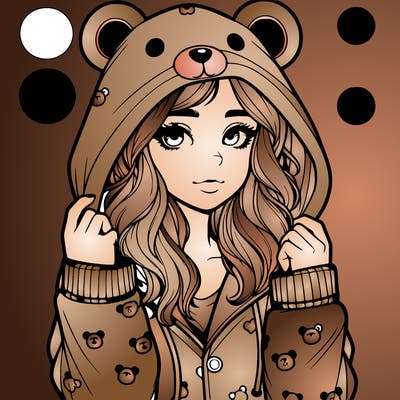 realistic girl in a animal pjs hoodie