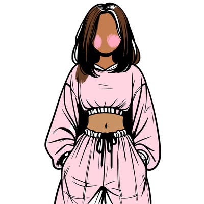 realistic girl faceless with baggy pants and a crop top