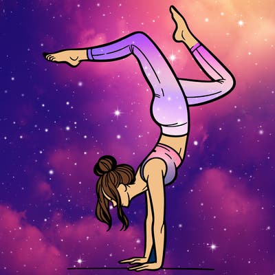 a woman doing a handstand