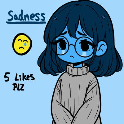 sad girl with glasses in a sweater